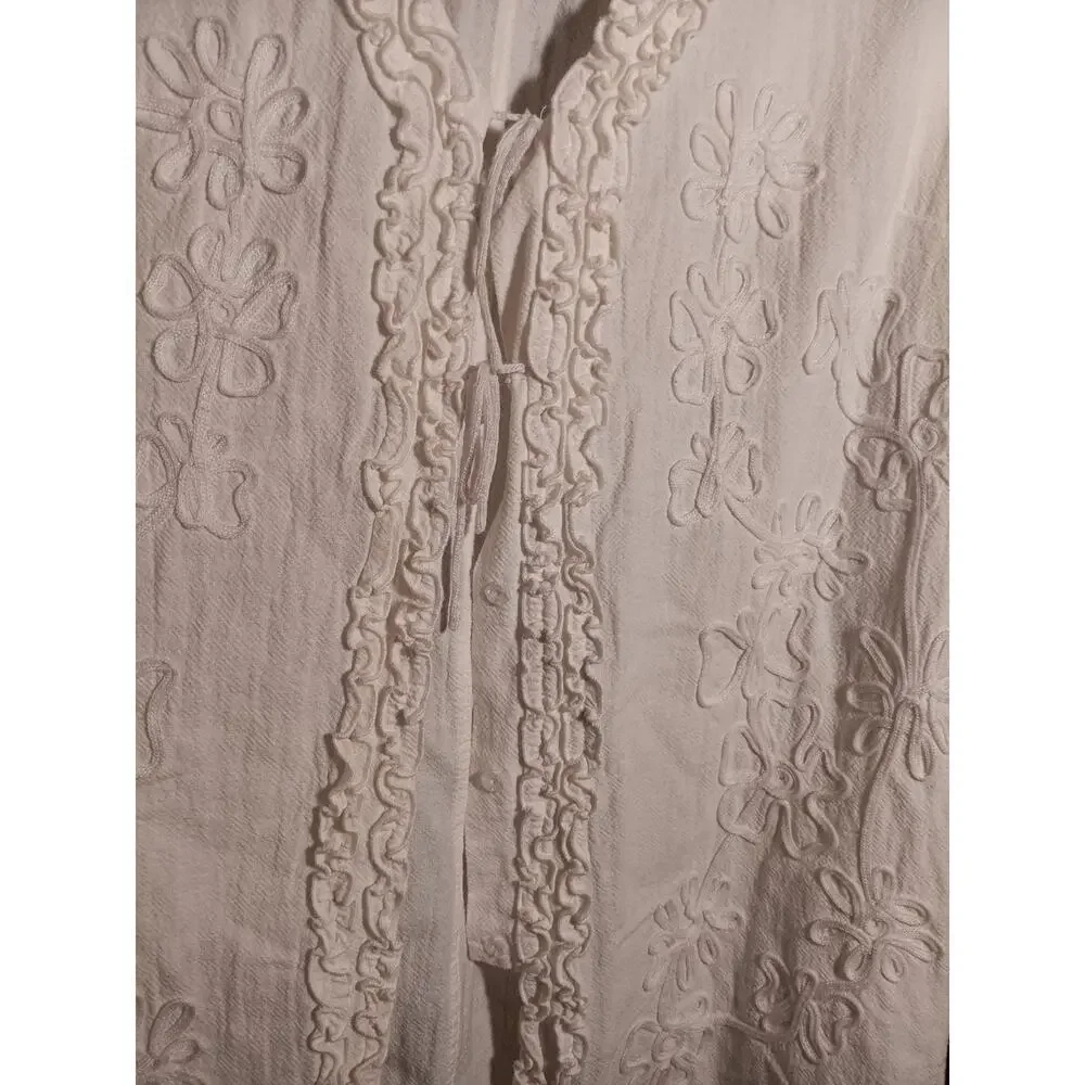 Soft Surroundings Women’s Large White Open Front Cardigan Top Layer Cottagecore